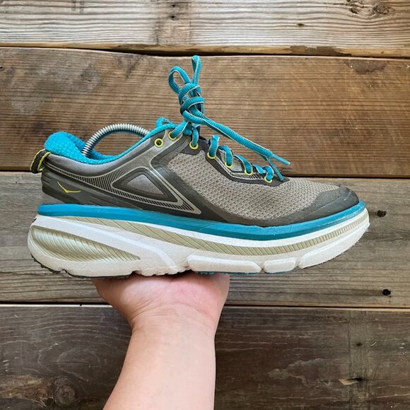 Women Hoka One One Bondi 4 Grey Running Shoes Sneakers - Picture 3 of 8